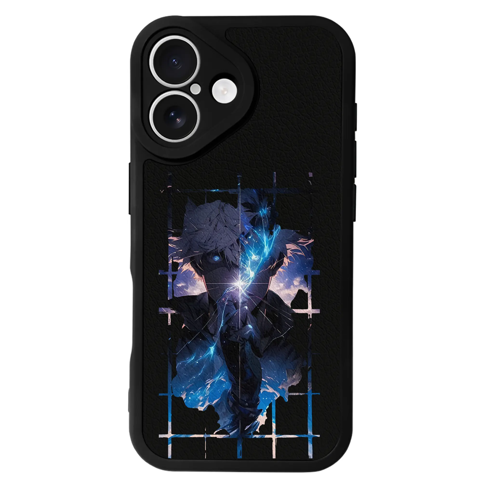 呪術廻戦 グッズ,五条 悟 - IPhone 16シリーズ対応 ・ シリコンスマホケース ・ レザー調 ・ 高精度フィット ・ 耐衝撃 ・ ワイヤレス充電対応 ・ 精密カット